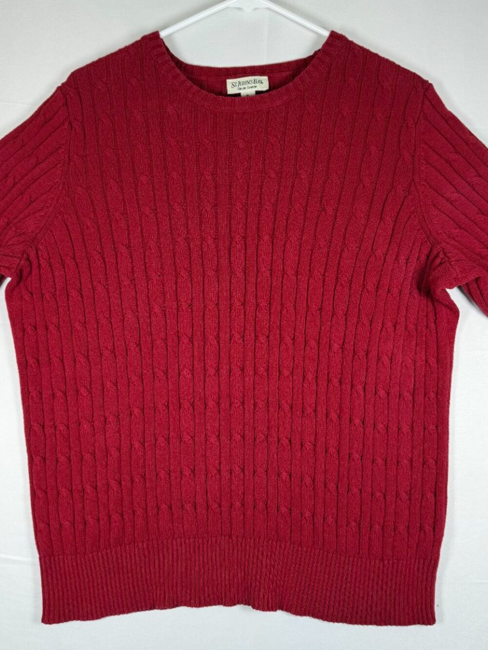 St. John’s Bay Woman's XL Red Cable Knit Crew Neck Long Sleeve Sweater Soft Warm